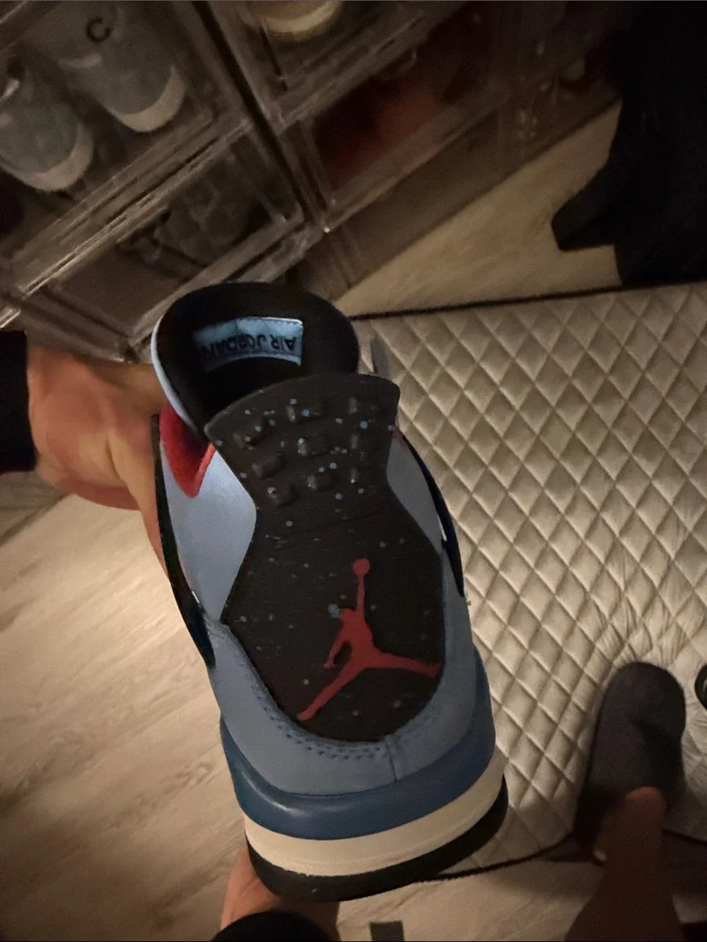 Jordan Men’s Powder Blue and Black Sneakers with Red Lining